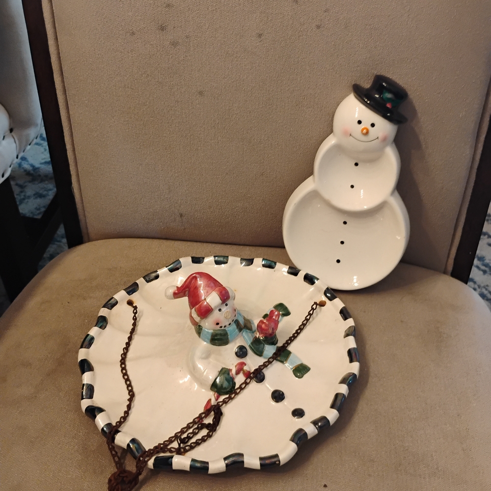 Festive Snowman Ceramic Plate Set